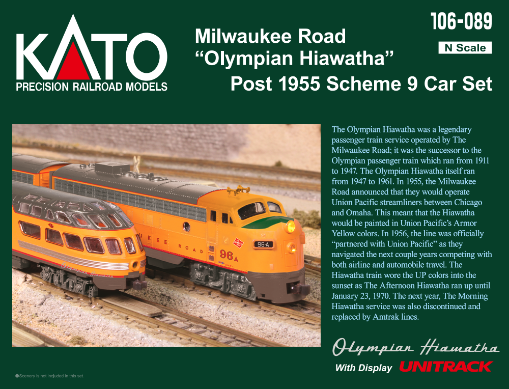 N Milwaukee Road Olympian Hiawatha Post 1955 Scheme 9 Car Set