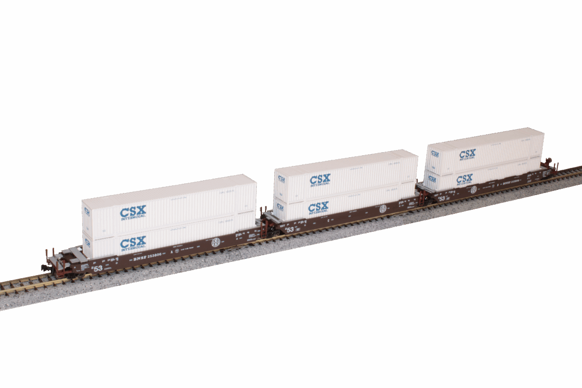 Gunderson MAXI-IV Double Stack Car w/ CSX Containers - Kato USA
