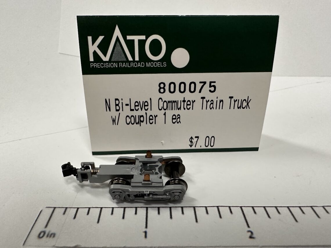 Bi-Level Commuter Car Truck (Silver) w/ Black Kato Knuckle Coupler (N-Scale)