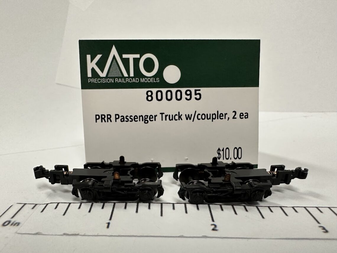 PRR Passenger Truck, Black w/ Kato Magnetic Knuckle Coupler (N-Scale)