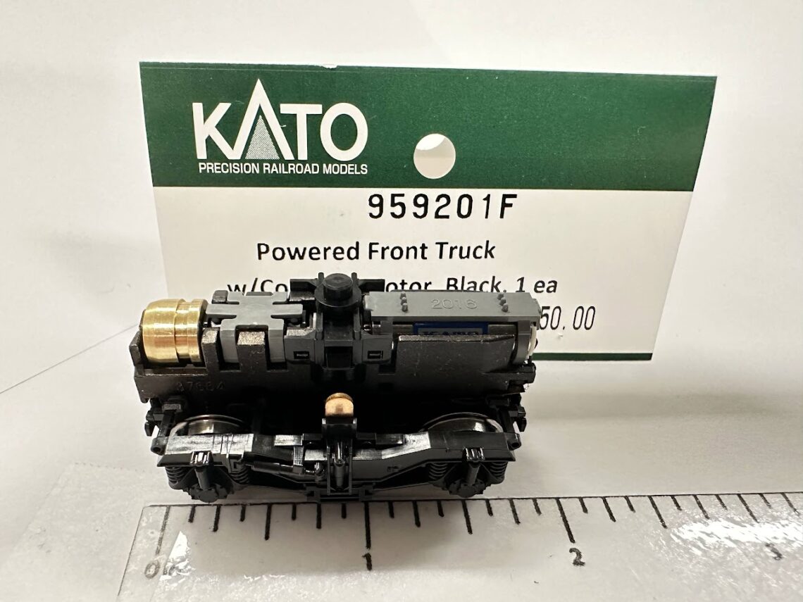 Powered Front Truck with Coreless Motor, Black(9' Truck wheel base, 40" Wheel diameter) (HO-Scale)