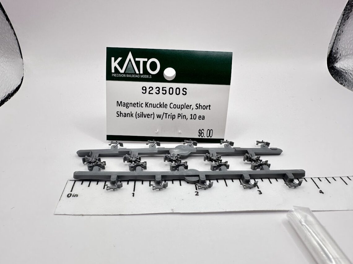 Magnetic Knuckle Coupler, Short Shank (Silver) with Trip Pin (N-Scale)