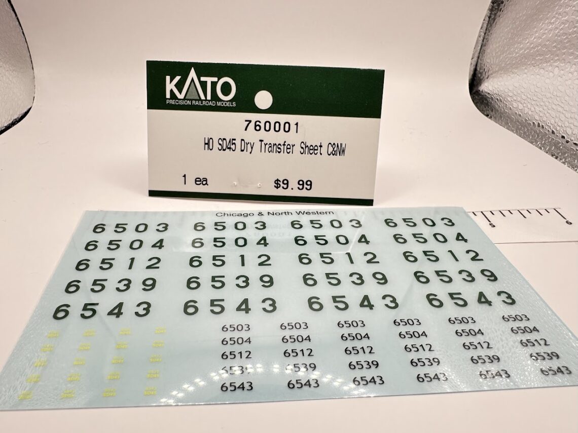 HO SD45 Dry Transfer Sheet<br>Contains: C&NW with 5 Numbers (HO-Scale)