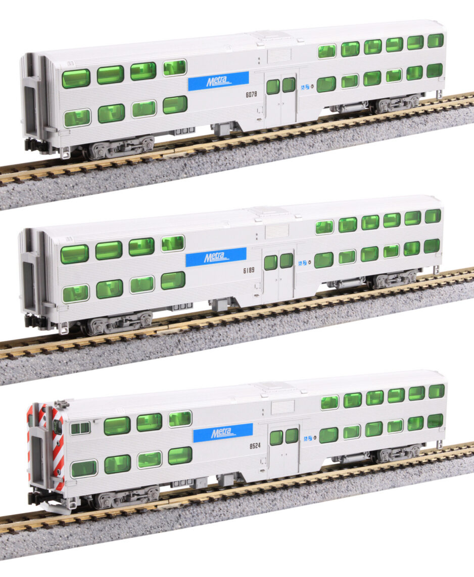 Chicago METRA Gallery Bi-Level Commuter Train 3-Car Set