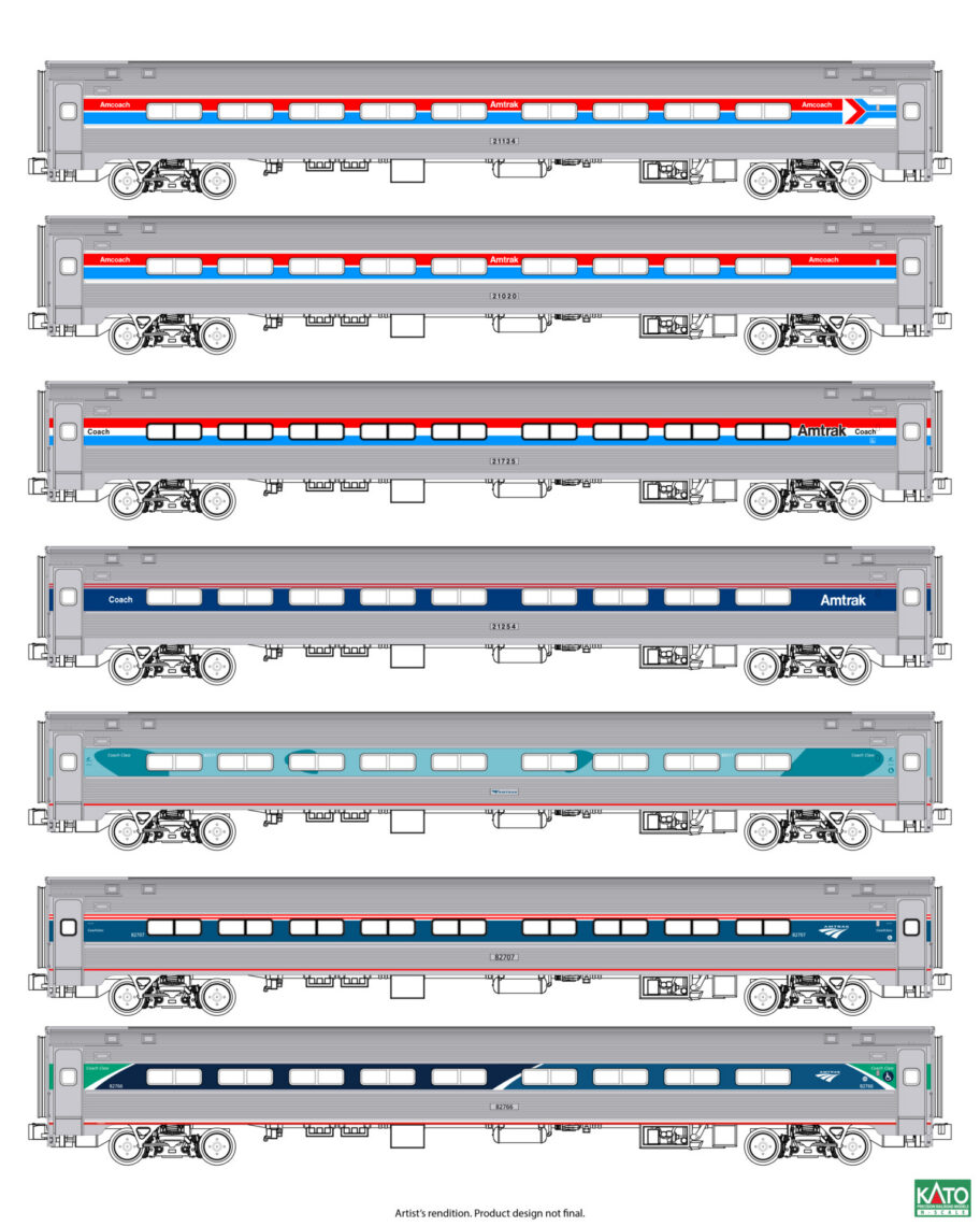 Amtrak Amfleet I Coach 7 Car Set All Phases (Limited Edition)